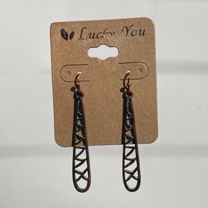 Lucky You Turquoise And Copper Tone Patina Drop Dangle Earrings Boho